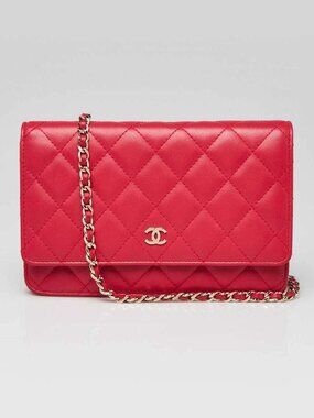 Chanel Pink Quilted Lambskin Leather Classic CC WOC Clutch Bag